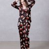 Black Chick Cravings Satin Silky Pajamas Set a