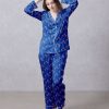 Blue Dancing Trump Satin Silky Pajamas Set