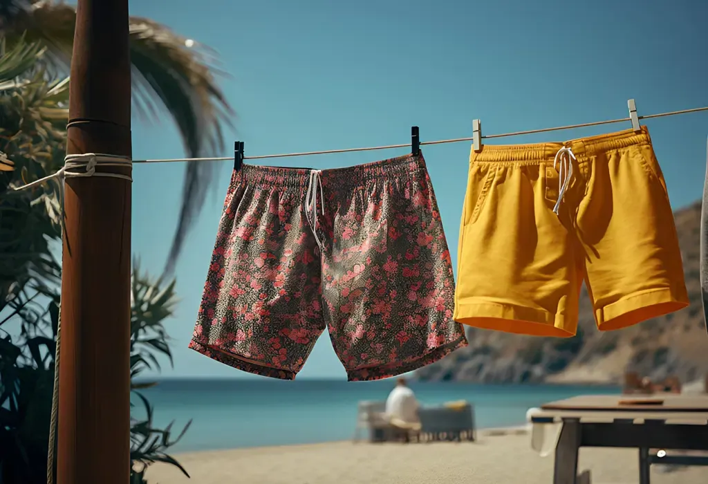 Drying swim trunks in a dryer or under direct sunlight can cause significant damage