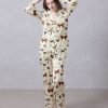 Espresso Martini Satin Silky Pajamas Set with Bow Accents a