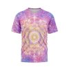 Golden Aura Mandala on Pink T-Shirt