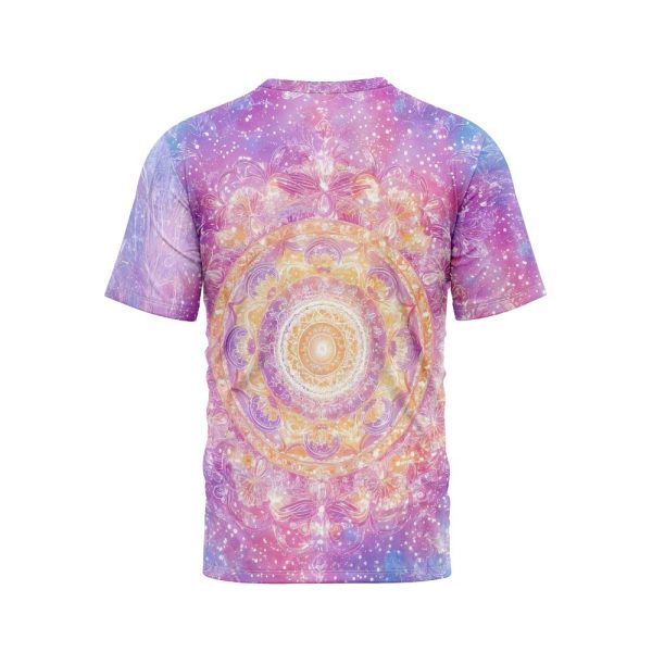 Golden Aura Mandala on Pink T-Shirt