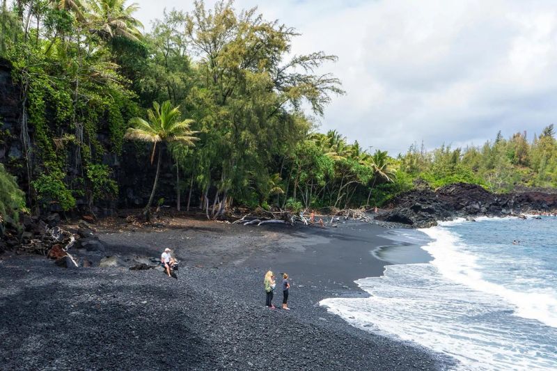 Kehena Beach is a more secluded black sand beach on the Big Island