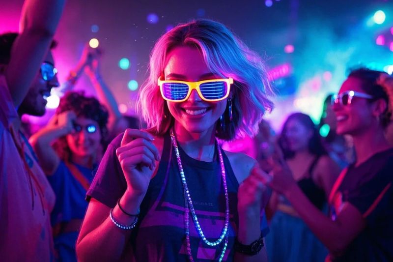 Light up the night with LED glasses that sync with the energy of the festival