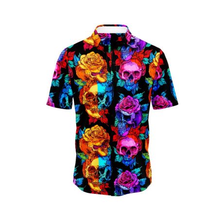 Luminous Skull And Rose Fusion Hawaiian Shirt