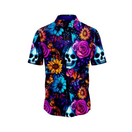 Midnight Skull Garden Hawaiian Shirt 2