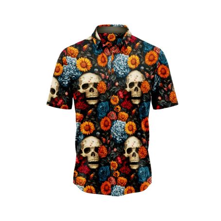 Mystic Skulls and Floral Hawaiian Shirt