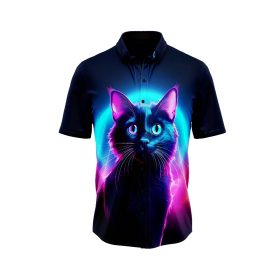 Neon Cat Glow Hawaiian Shirt