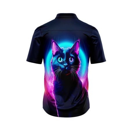 Neon Cat Glow Hawaiian Shirt