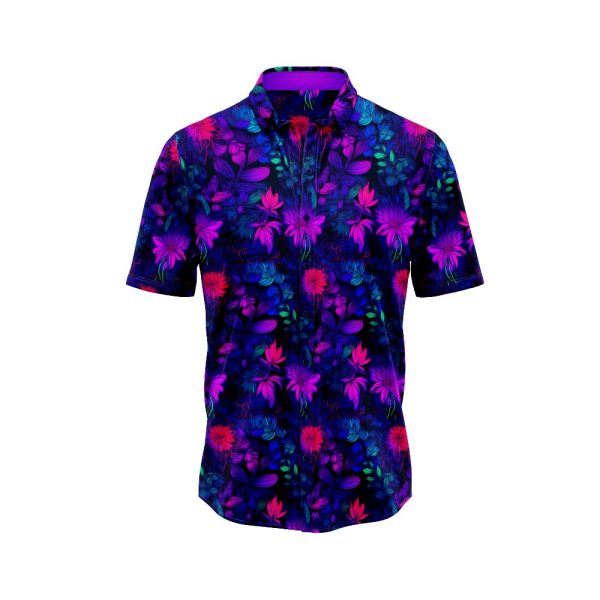 Neon Flowers Hawaiian Shirt