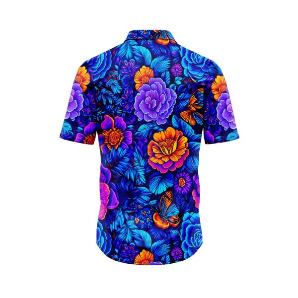 Neon Flowers and Butterflies Hawaiian Shirt 3