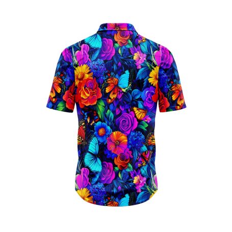 Neon Flowers and Butterflies Hawaiian Shirt 4