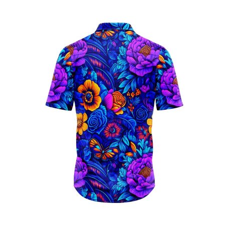 Neon Flowers and Butterflies Hawaiian Shirt 5