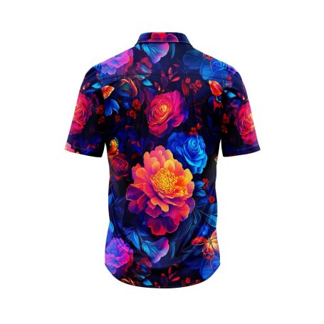 Neon Flowers and Butterflies Hawaiian Shirt 2