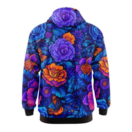 Neon Flowers and Butterflies Hoodie 3