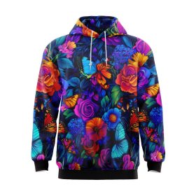 Neon Flowers and Butterflies Hoodie 4