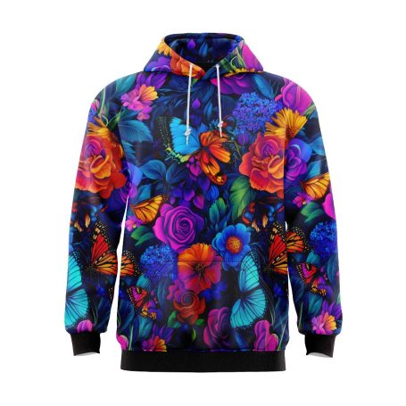 Neon Flowers and Butterflies Hoodie 4