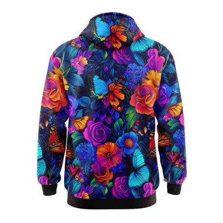 Neon Flowers and Butterflies Hoodie 4