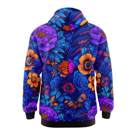 Neon Flowers and Butterflies Hoodie 5