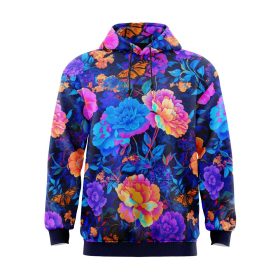 Neon Flowers and Butterflies Hoodie