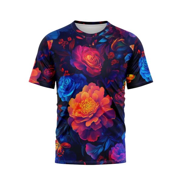 Neon Flowers and Butterflies T-Shirt 2