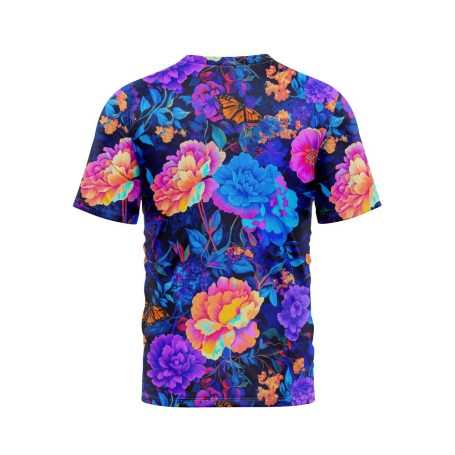 Neon Flowers and Butterflies T-Shirt