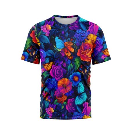 Neon Flowers and Butterflies TShirt 4