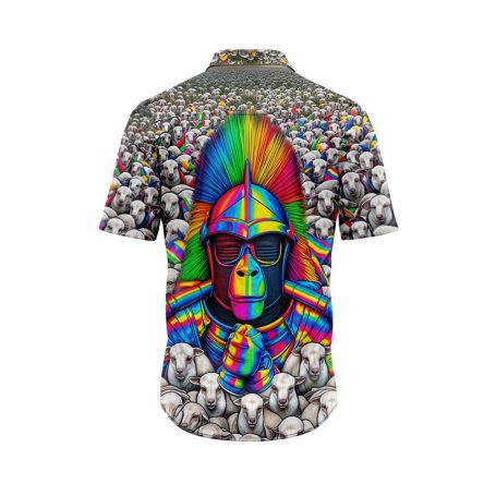 Neon Gorilla Gladiator Among Sheep Hawaiian Shirt