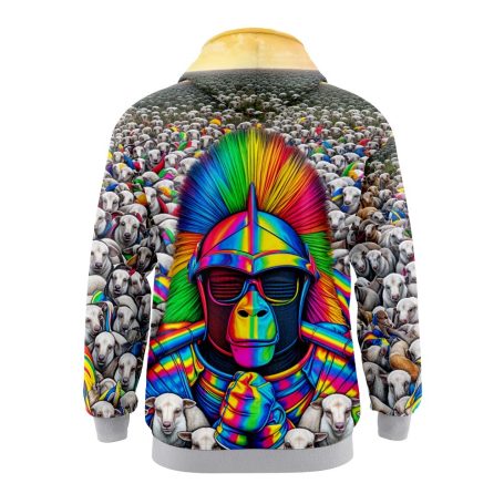 Neon Gorilla Gladiator Among Sheep Hoodie