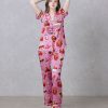 Pink Chick Foodie Satin Silky Pajamas Set 1