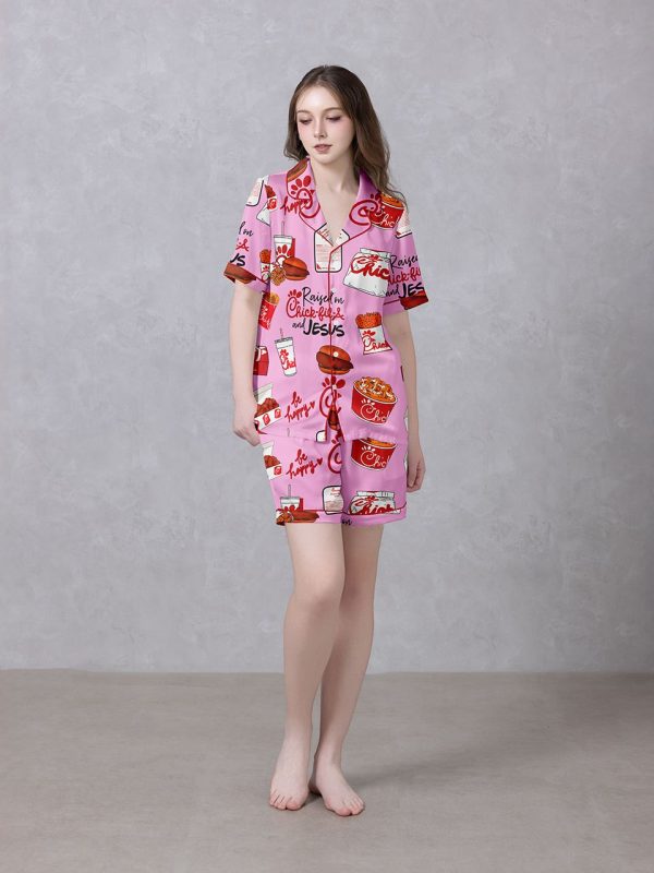 Pink Chick Foodie Satin Silky Pajamas Set 2