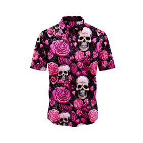 Pink Rose Skull Garden Hawaiian Shirt