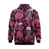 Pink Rose Skull Garden Hoodie