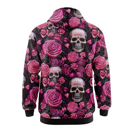 Pink Rose Skull Garden Hoodie