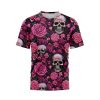 Pink Rose Skull Garden T-Shirt TS01 13