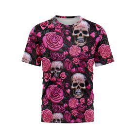 Pink Rose Skull Garden T-Shirt