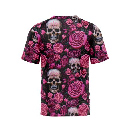 Pink Rose Skull Garden T-Shirt TS01 13A