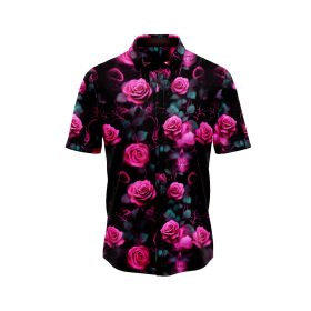 Pink Skull And Roses Hawaiian Shirt