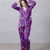 Purple Taco Bell Satin Silky Pajamas Set a