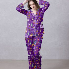 Purple Taco Bell Satin Silky Pajamas Set IBTPJS-001