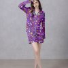 Purple Taco Bell Satin Silky Pajamas Set e