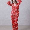 Red Chick Cravings Satin Silky Pajamas Set a