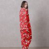 Red Chick Cravings Satin Silky Pajamas Set d