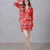 Red Chick Cravings Satin Silky Pajamas Set e