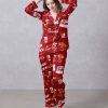 Red Chick Foodie Satin Silky Pajamas Set