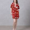 Red Chick Foodie Satin Silky Pajamas Set 2