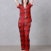 Red Dancing Trump Satin Silky Pajamas Set 1