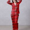 Red Dancing Trump Satin Silky Pajamas Set