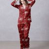 Red Dr Pepper Polka Dot Satin Silky Pajamas Set