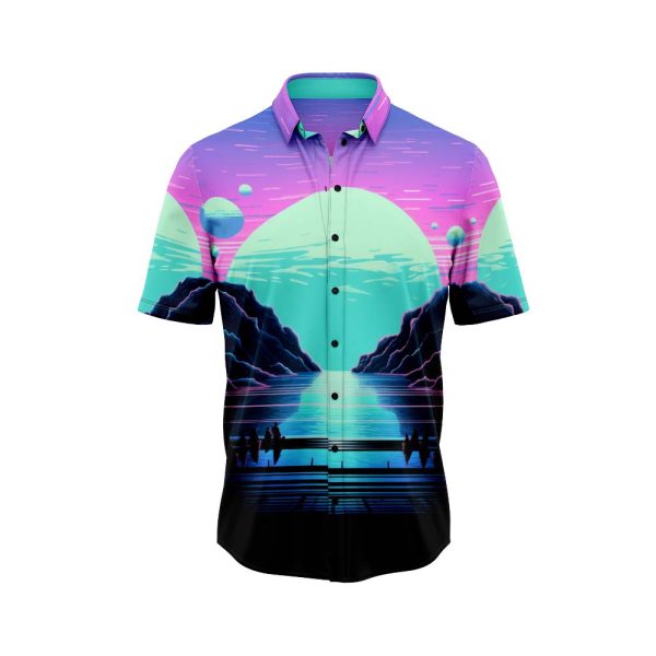 Retro Futuristic Sunset Hawaiian Shirt